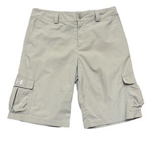Under Armour Boy's Tan Cargo Shorts Loose Fit Adjustable Waist  Nylon UA Sz YXL